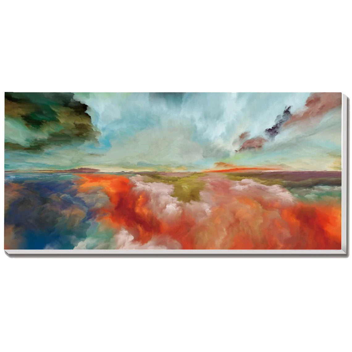 Abstract Cloud Storm (Green Tone) Fantastic Landscape Canvas Wall Art, Vivid Color Oil Painting for Wall Decor, Set of 3 Panels or 1 Panorama View - Texture Of Dreams 