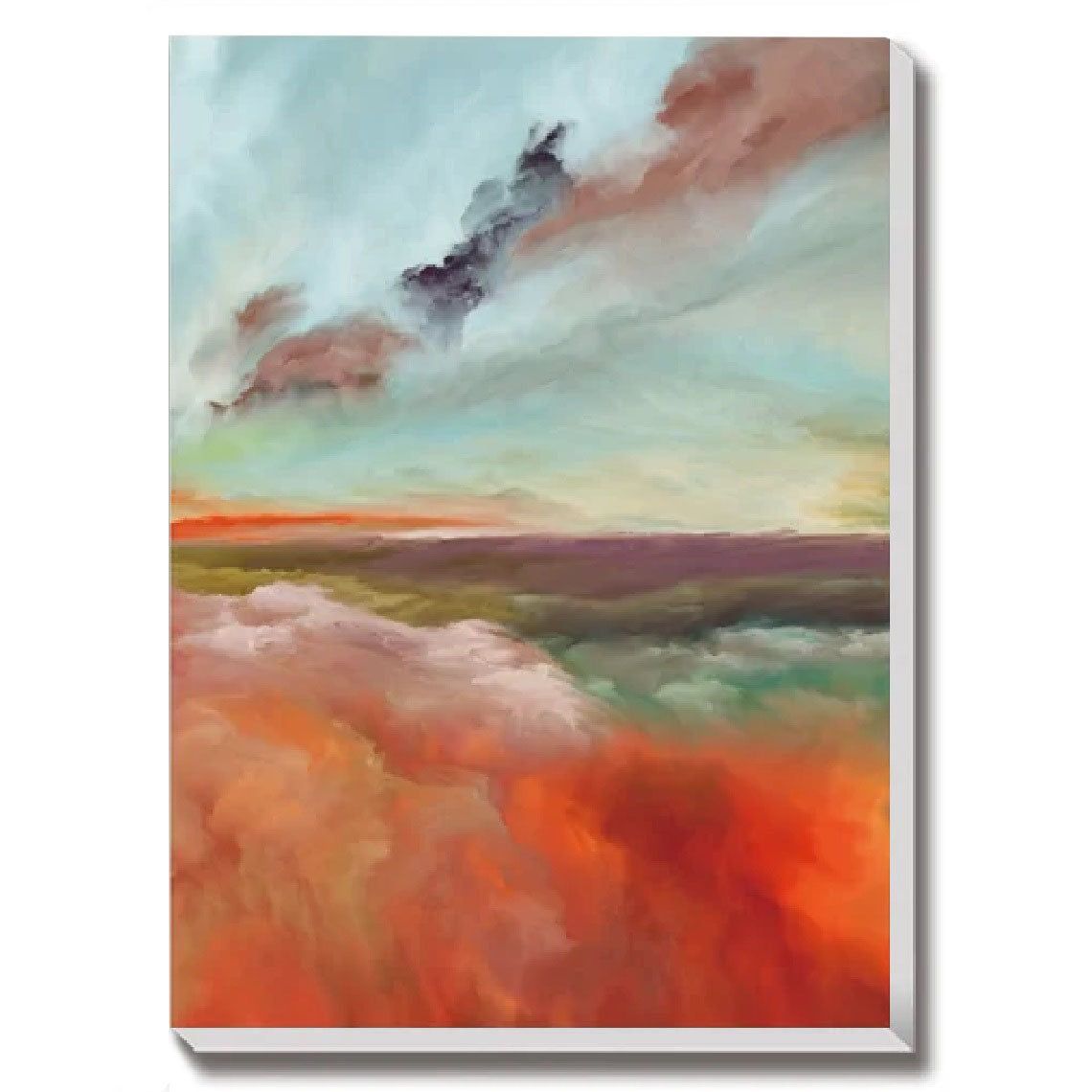 Abstract Cloud Storm (Green Tone) Fantastic Landscape Canvas Wall Art, Vivid Color Oil Painting for Wall Decor, Set of 3 Panels or 1 Panorama View - Texture Of Dreams 