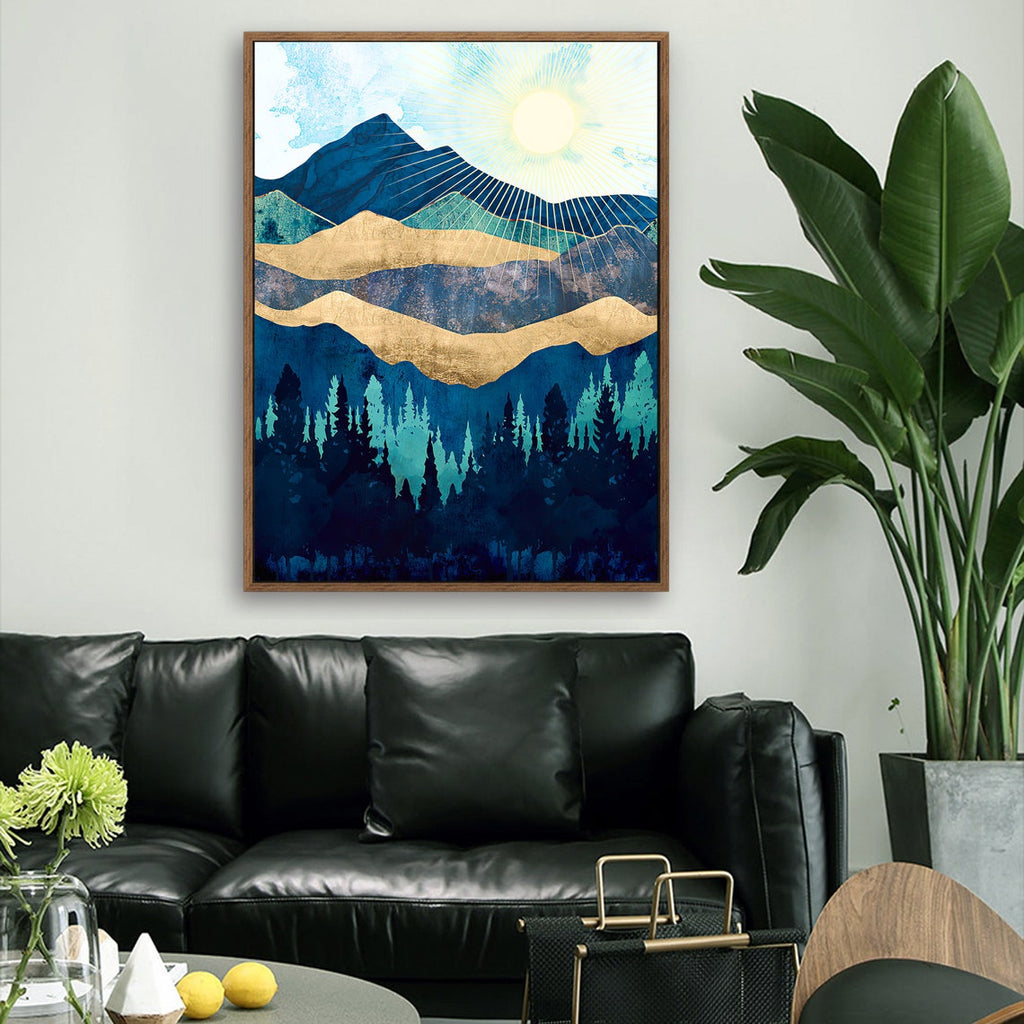 Dawn in The Forest - Nordic Scandinavia Abstract Color Wall Art on Wood Stretched Canvas with Frame for Vintage Home Decor - Texture Of Dreams 