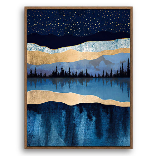 A Night in The Forest - Nordic Scandinavia Abstract Color Wall Art on Wood Stretched Canvas with Frame for Vintage Home Decor - Texture Of Dreams 