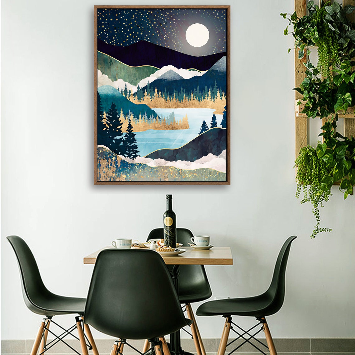 A Quiet Evening - Nordic Scandinavia Abstract Color Wall Art on Wood Stretched Canvas with Frame for Vintage Home Decor - Texture Of Dreams 