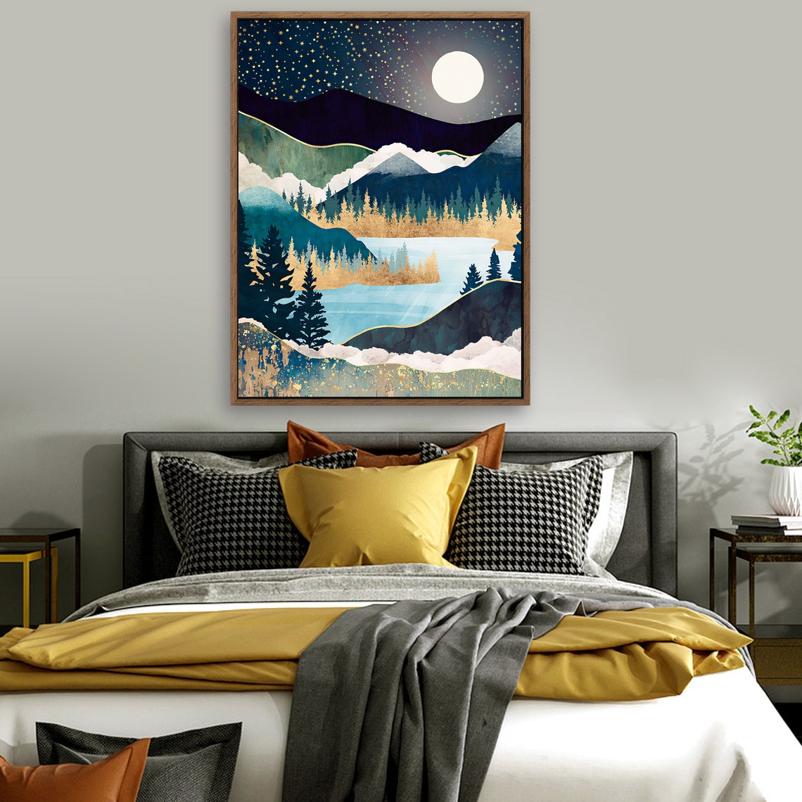 A Quiet Evening - Nordic Scandinavia Abstract Color Wall Art on Wood Stretched Canvas with Frame for Vintage Home Decor - Texture Of Dreams 