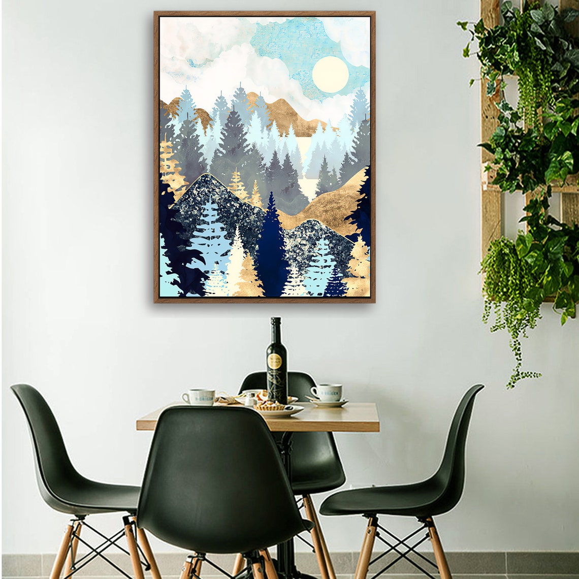 Autumn Forest - Nordic Scandinavia Abstract Color Wall Art on Wood Stretched Canvas with Frame for Vintage Home Decor - Texture Of Dreams 