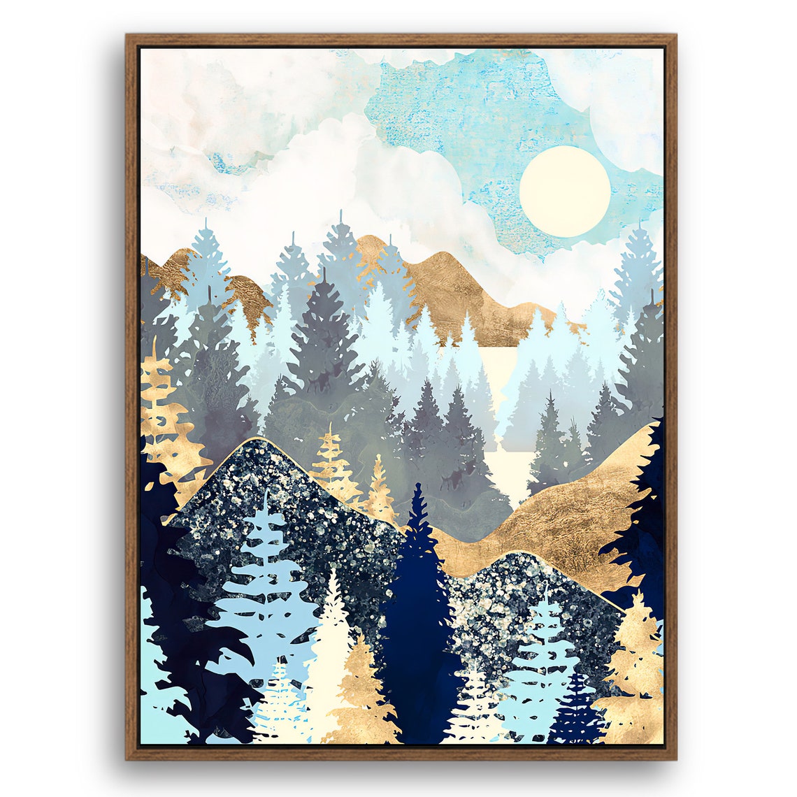 Autumn Forest - Nordic Scandinavia Abstract Color Wall Art on Wood Stretched Canvas with Frame for Vintage Home Decor - Texture Of Dreams 