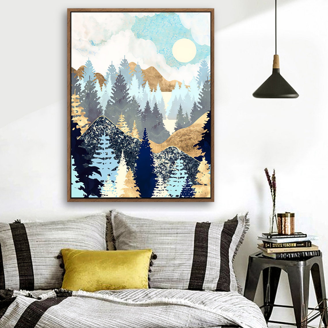 Autumn Forest - Nordic Scandinavia Abstract Color Wall Art on Wood Stretched Canvas with Frame for Vintage Home Decor - Texture Of Dreams 