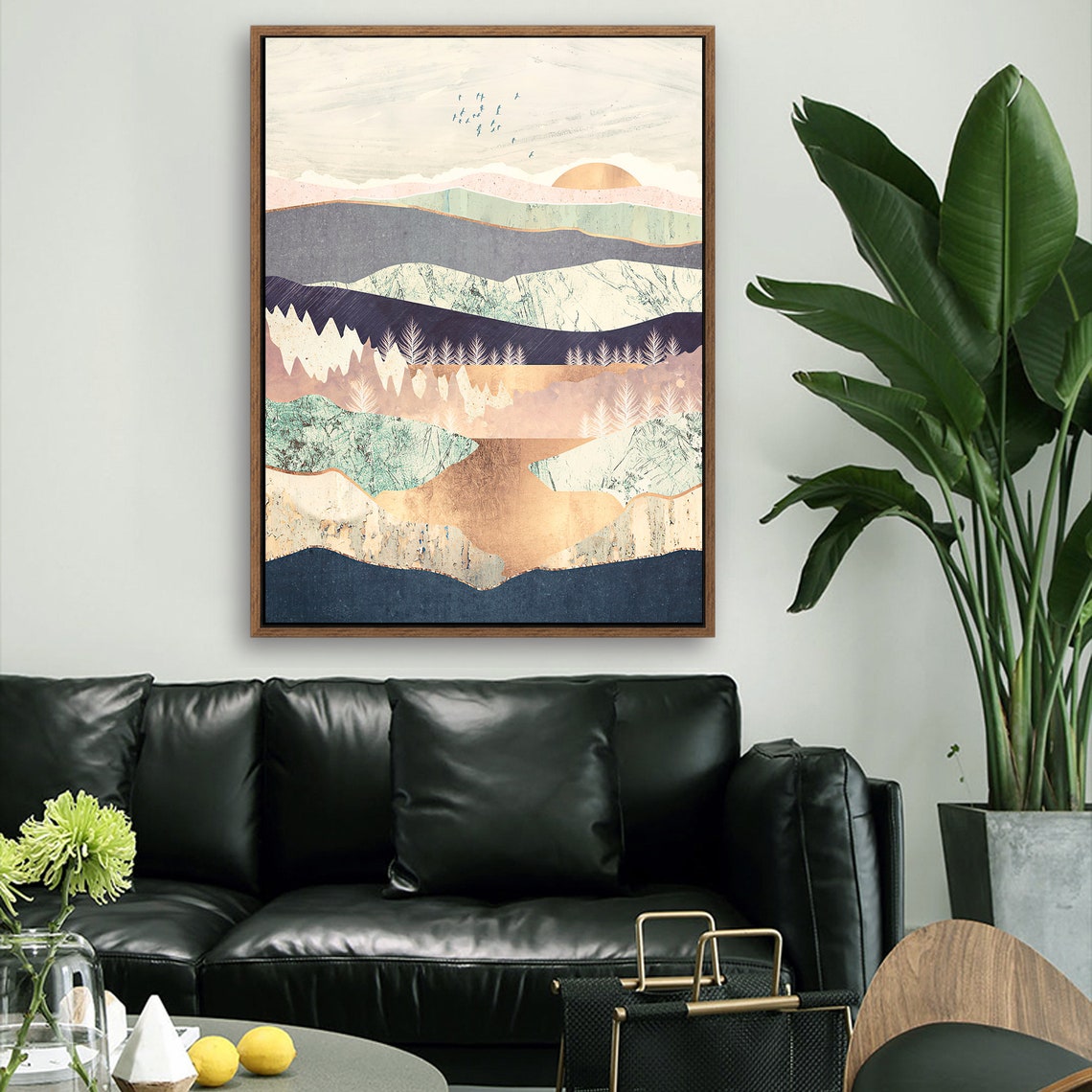 Sunrise in Paradise - Nordic Scandinavia Abstract Color Wall Art on Wood Stretched Canvas with Frame for Vintage Home Decor - Texture Of Dreams 