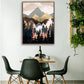Mountains by the Forest - Nordic Scandinavia Abstract Color Wall Art on Wood Stretched Canvas with Frame for Vintage Home Decor