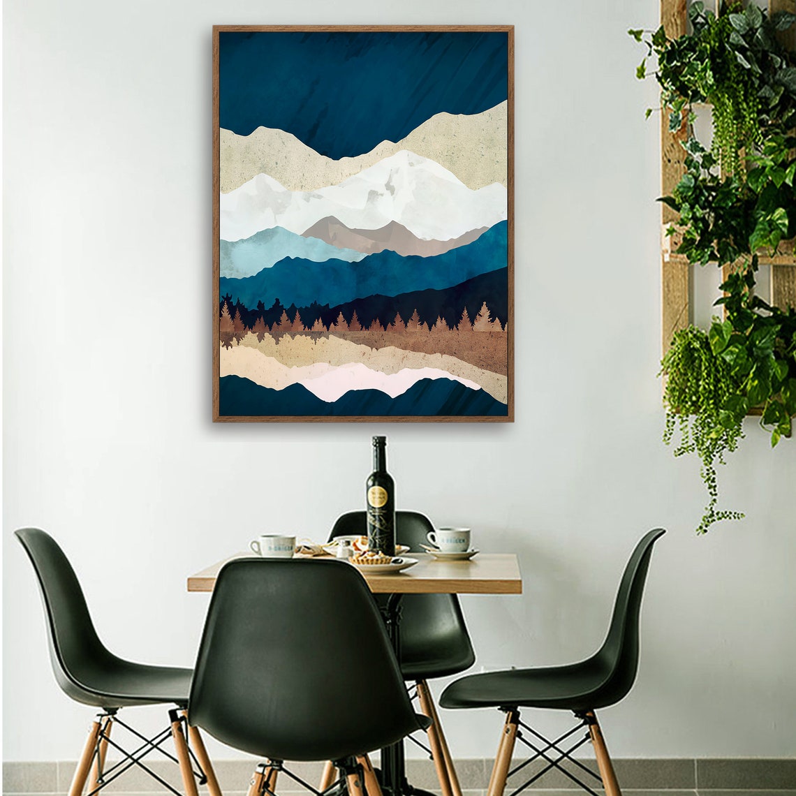 Night Fall - Nordic Scandinavia Abstract Color Wall Art on Wood Stretched Canvas with Frame for Vintage Home Decor - Texture Of Dreams 