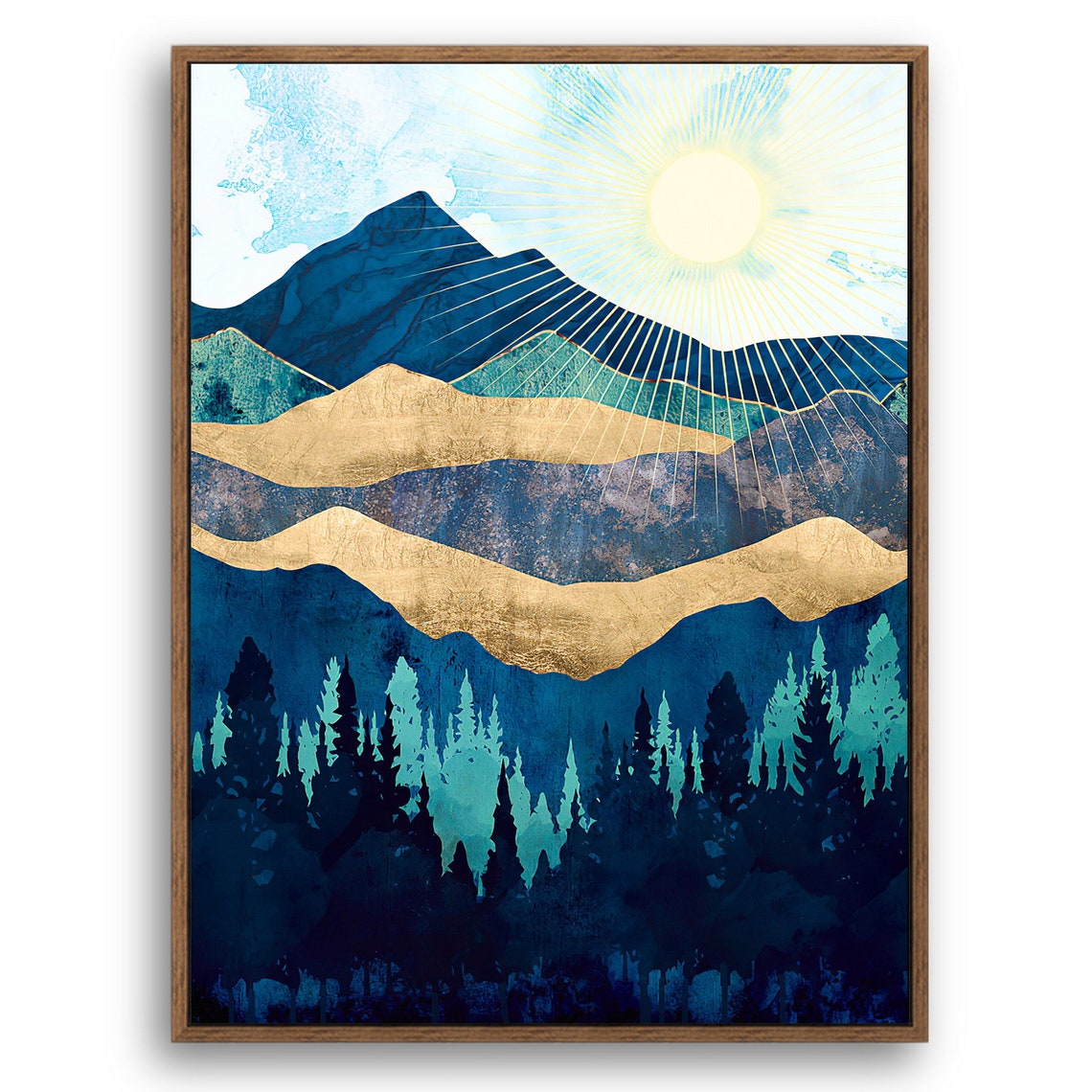 Dawn in The Forest - Nordic Scandinavia Abstract Color Wall Art on Wood Stretched Canvas with Frame for Vintage Home Decor - Texture Of Dreams 