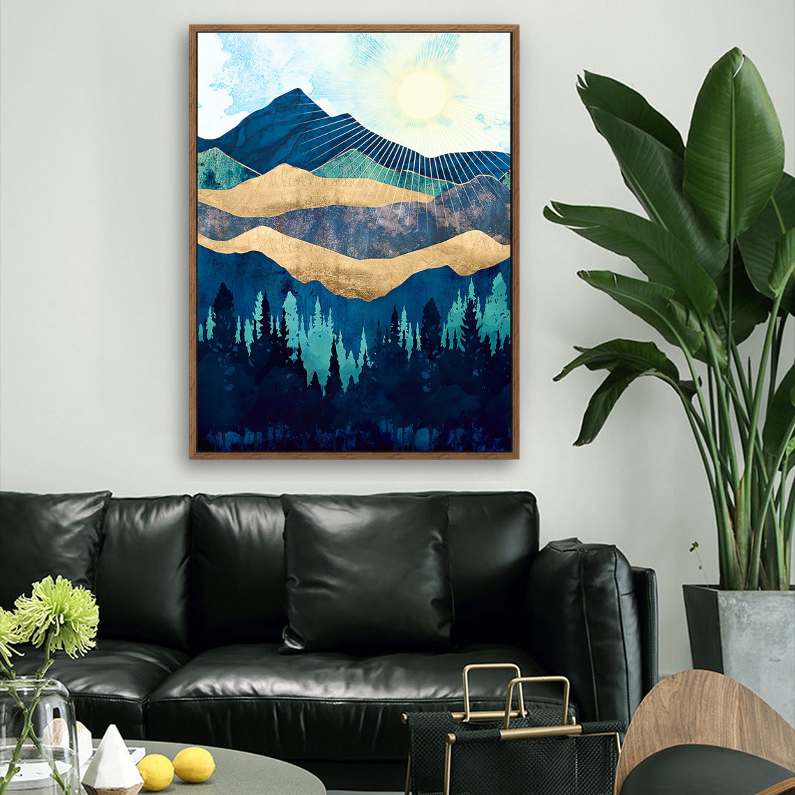 A Night in The Forest - Nordic Scandinavia Abstract Color Wall Art on Wood Stretched Canvas with Frame for Vintage Home Decor - Texture Of Dreams 
