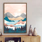 Pink Sky Valley - Nordic Scandinavia Abstract Color Wall Art on Wood Stretched Canvas with Frame for Vintage Home Decor