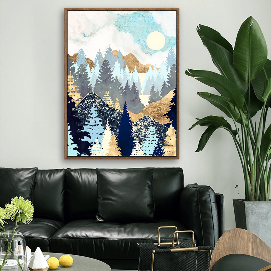 Autumn Forest - Nordic Scandinavia Abstract Color Wall Art on Wood Stretched Canvas with Frame for Vintage Home Decor - Texture Of Dreams 