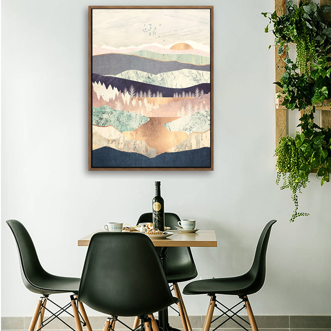 Sunrise in Paradise - Nordic Scandinavia Abstract Color Wall Art on Wood Stretched Canvas with Frame for Vintage Home Decor - Texture Of Dreams 