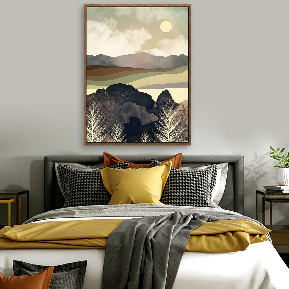 Duskfield - Nordic Scandinavia Abstract Color Wall Art on Wood Stretched Canvas with Frame for Vintage Home Decor - Texture Of Dreams 