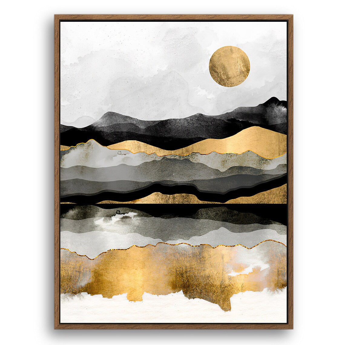 Sunset River - Nordic Scandinavia Abstract Color Wall Art on Wood Stretched Canvas with Frame for Vintage Home Decor - Texture Of Dreams 