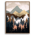 Mountains by the Forest - Nordic Scandinavia Abstract Color Wall Art on Wood Stretched Canvas with Frame for Vintage Home Decor - Texture Of Dreams 