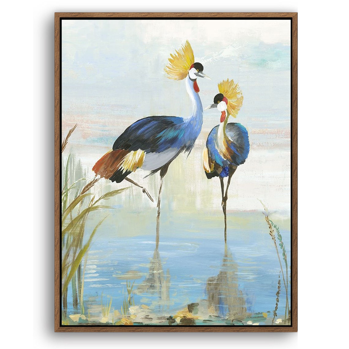 The Crane/Flamingo Collection Oil Painting Wall Art on Wood Stretched Canvas with Frame for Vintage Home Decor - Texture Of Dreams 