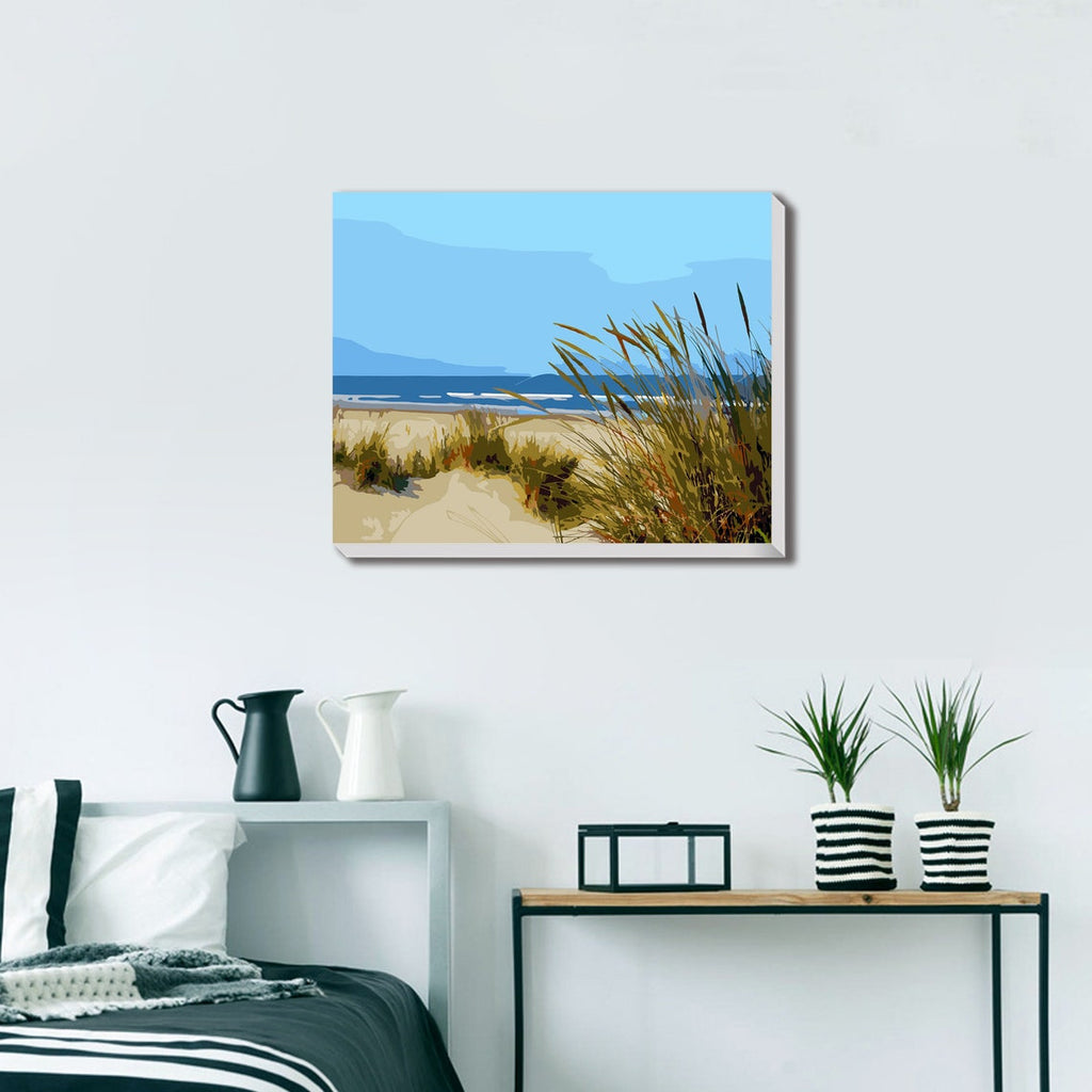 Beach Grass - Paint by Number Kit DIY Oil Painting on Wood Stretched Canvas 16"x20" - Texture Of Dreams 