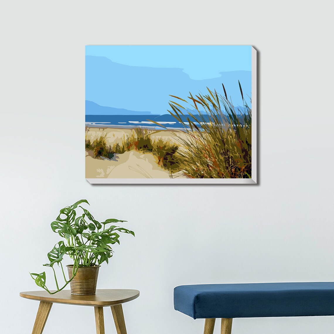 Beach Grass - Paint by Number Kit DIY Oil Painting on Wood Stretched Canvas 16"x20" - Texture Of Dreams 