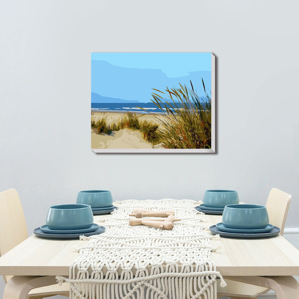 Beach Grass - Paint by Number Kit DIY Oil Painting on Wood Stretched Canvas 16"x20" - Texture Of Dreams 