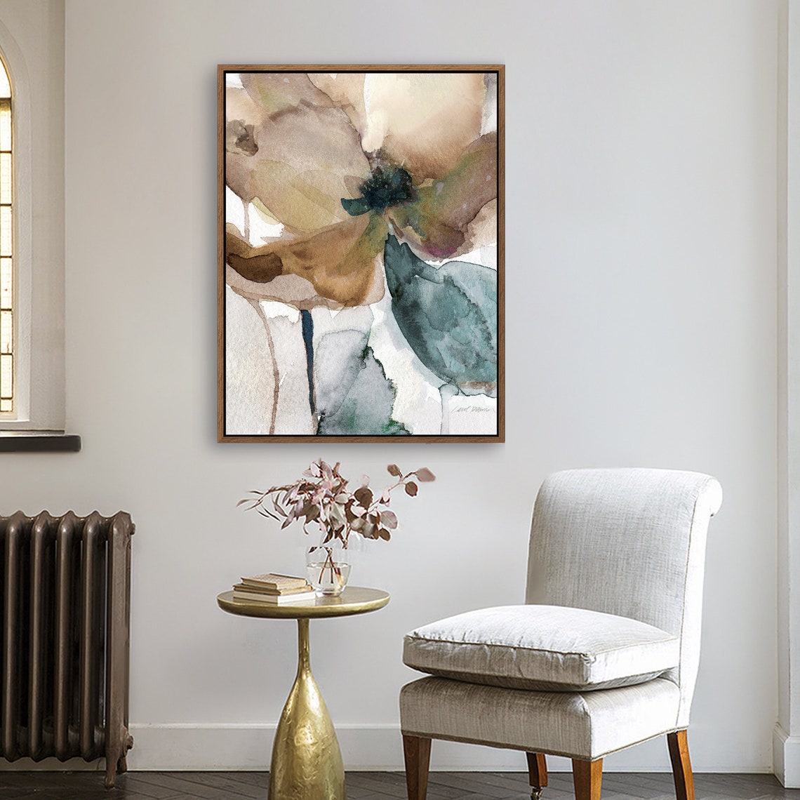 Abstract Flowers Watercolors Print Wall Art on Wood Stretched Canvas with Frame for Vintage Home Decor - Texture Of Dreams 