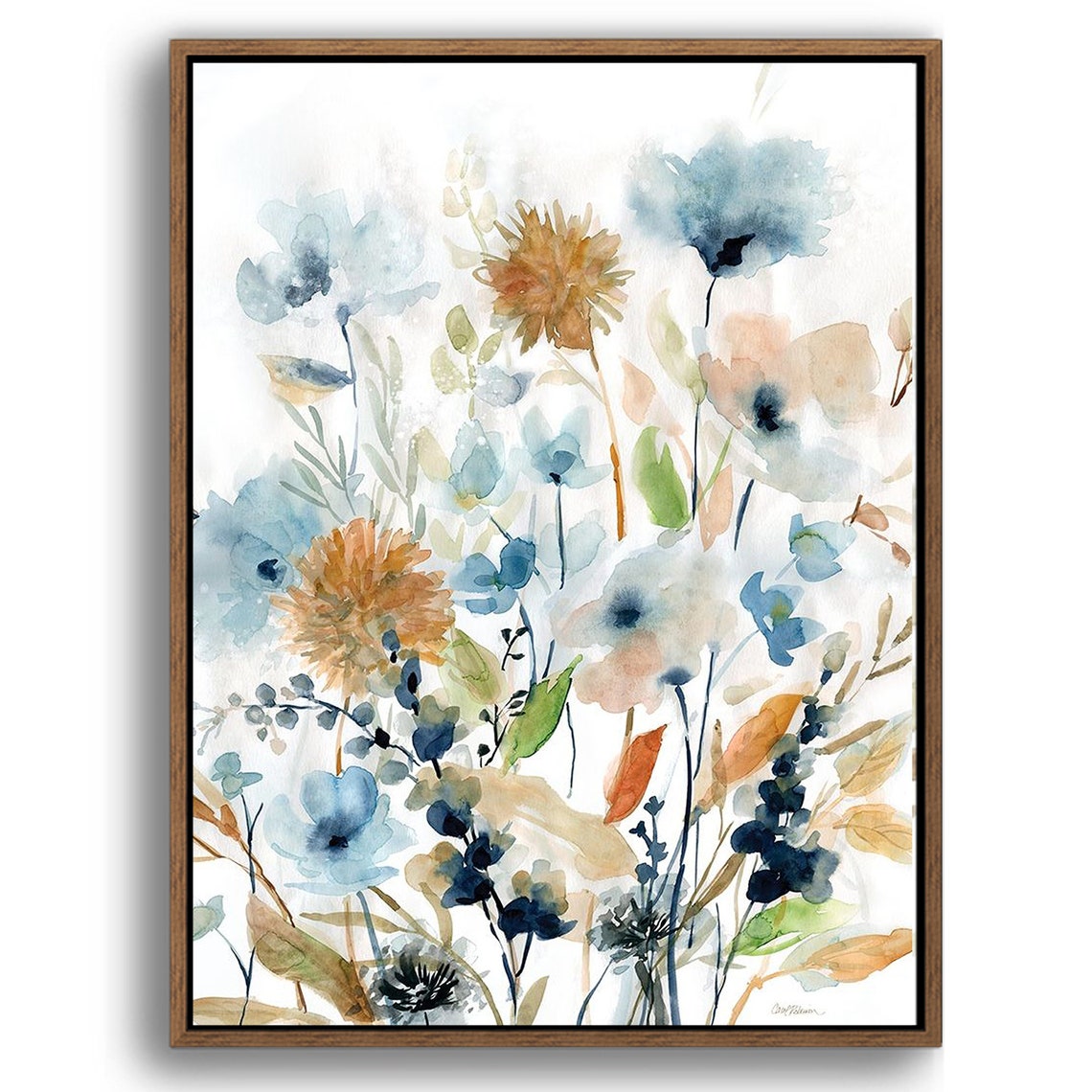 Bloom Flowers Watercolors Print Wall Art on Wood Stretched Canvas with Frame for Vintage Home Decor - Texture Of Dreams 