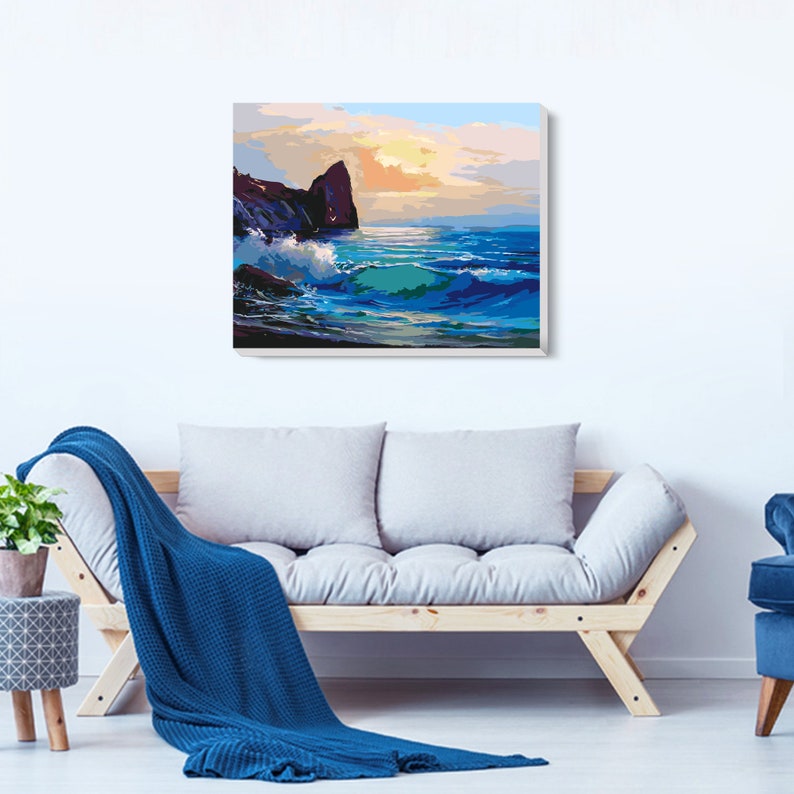 Ocean House Oil Painting Out By Number On Canvas With Frame Pictures Paint  By Number For Drawing Paint Kits For Adults Wall Deco - AliExpress