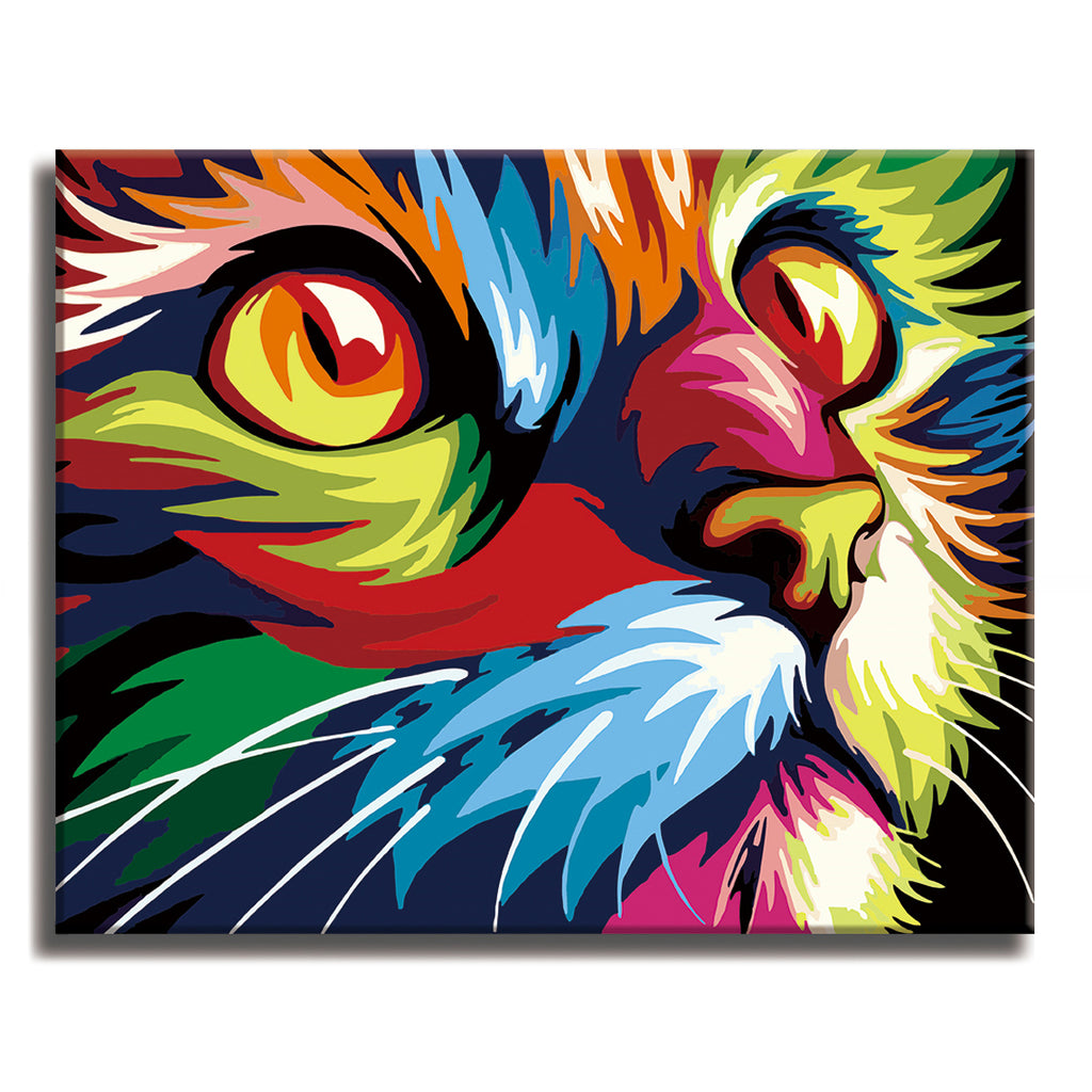 Colorful kitten - Paint by Numbers Kit for Adults DIY Oil Painting Kit on Canvas - Texture Of Dreams 