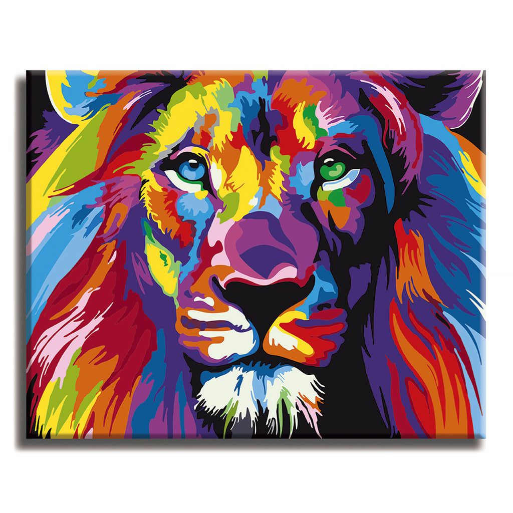Colorful Lion - Paint by Numbers Kit for Adults DIY Oil Painting Kit on Canvas - Texture Of Dreams 