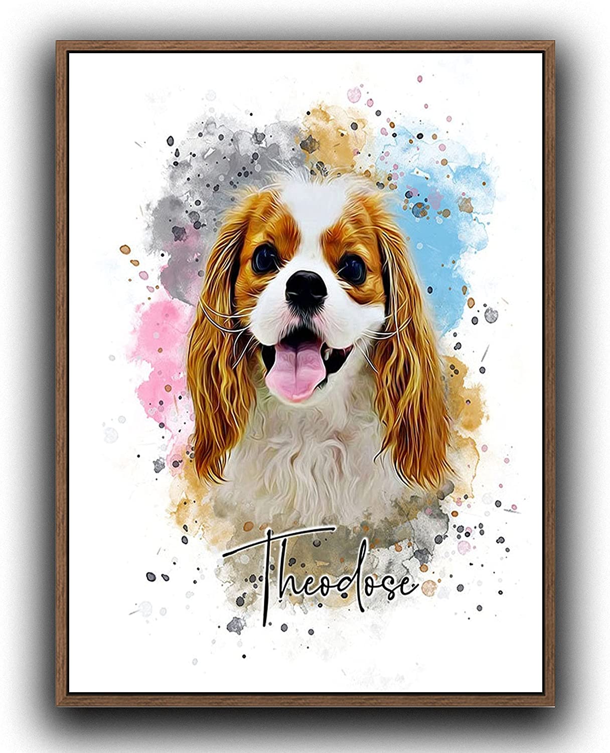 Custom Pet Art Flowers Dog Painting Abstract shops Pastel Watercolor Painting Wall Decor Home Decor Puppy Illustration from Picture