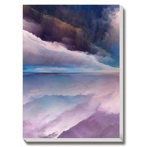 Abstract Cloud Storm (Purple Tone) Fantastic Landscape Canvas Wall Art, Vivid Color Oil Painting for Wall Decor, Set of 3 Panels or 1 Panorama View - Texture Of Dreams 