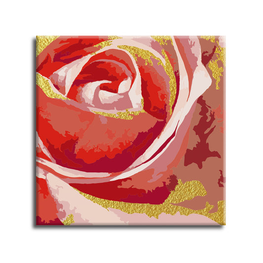 Red Rose Gold Outline - Paint by Numbers Kit for Adults DIY Oil Painting Kit on Canvas