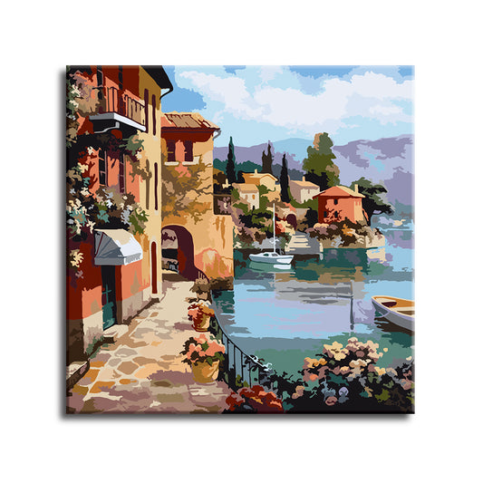 Romantic Town - Paint by Numbers Kit for Adults DIY Oil Painting Kit on Canvas
