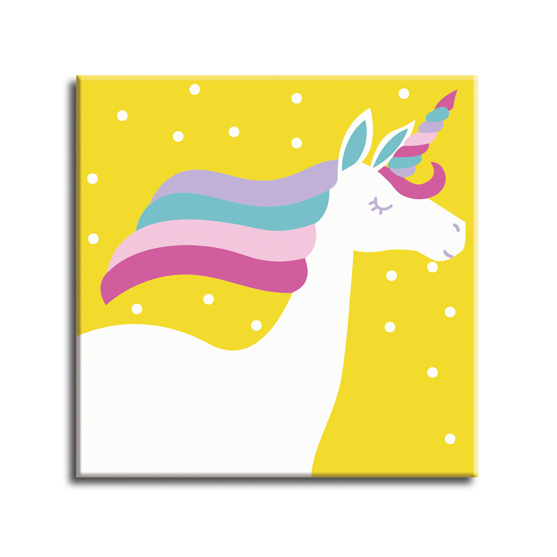 Unicorn - Paint by Numbers Kit (for Children) 10"x10" Yellow background - Texture Of Dreams 
