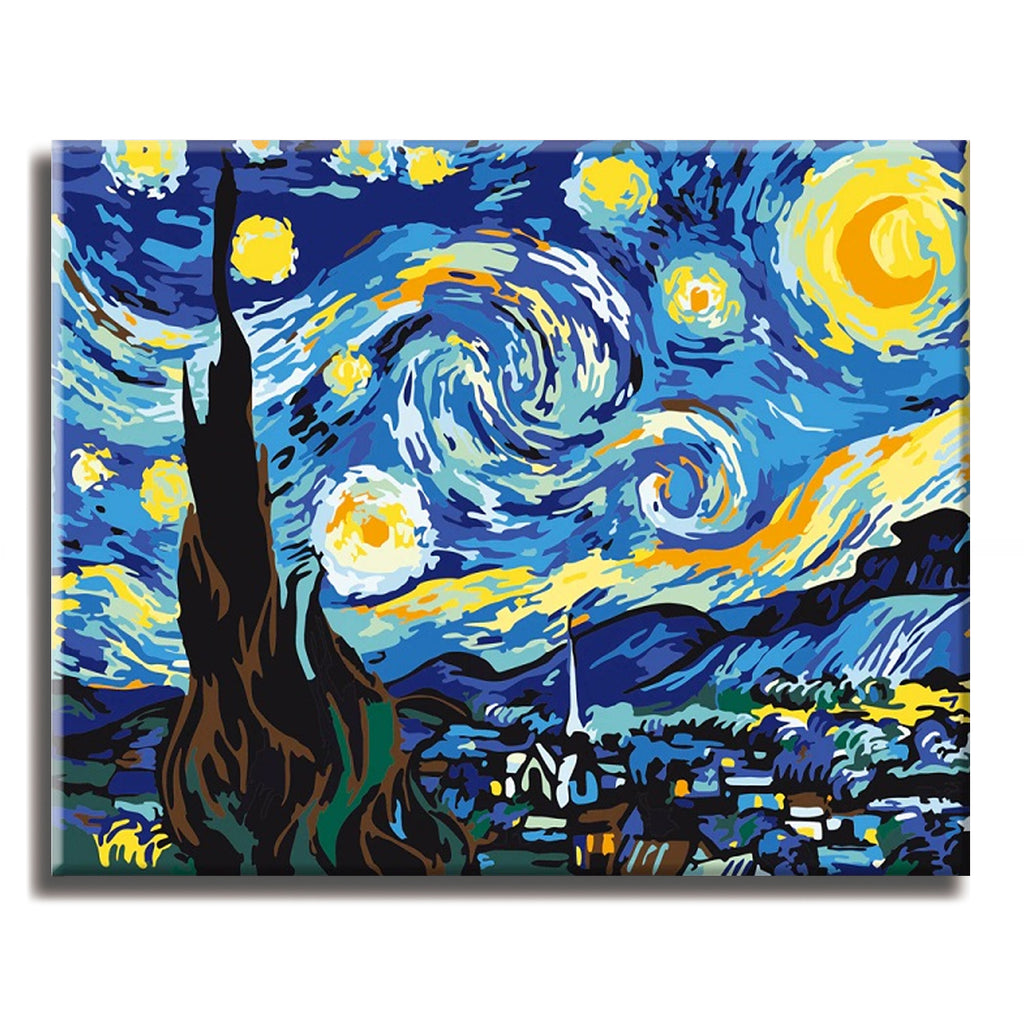 Van Gogh The Starry Night - Paint by Numbers Kit for Adults DIY Oil Painting Kit on Canvas - Texture Of Dreams 